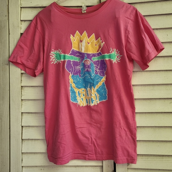 Bright pink Crunk Witch crying dog band tee - Picture 1 of 5